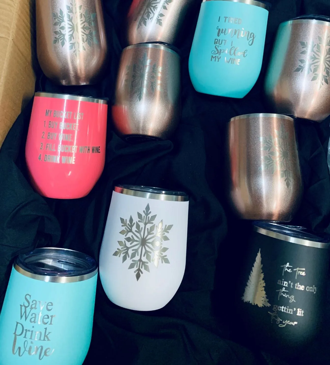 12 oz. Stainless Steel Wine Tumblers - Gloss Finish