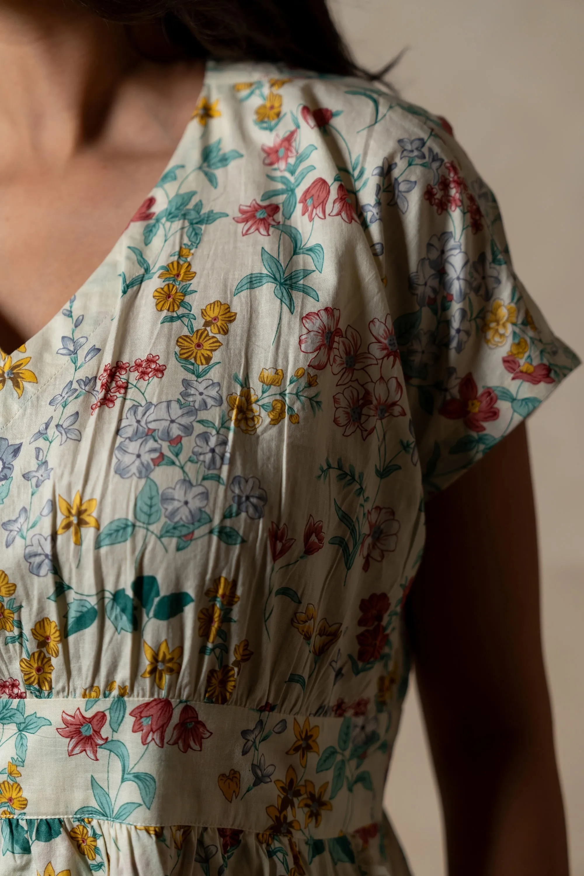 Aabha Off-White Printed Cotton Dress | Ray-ethnic