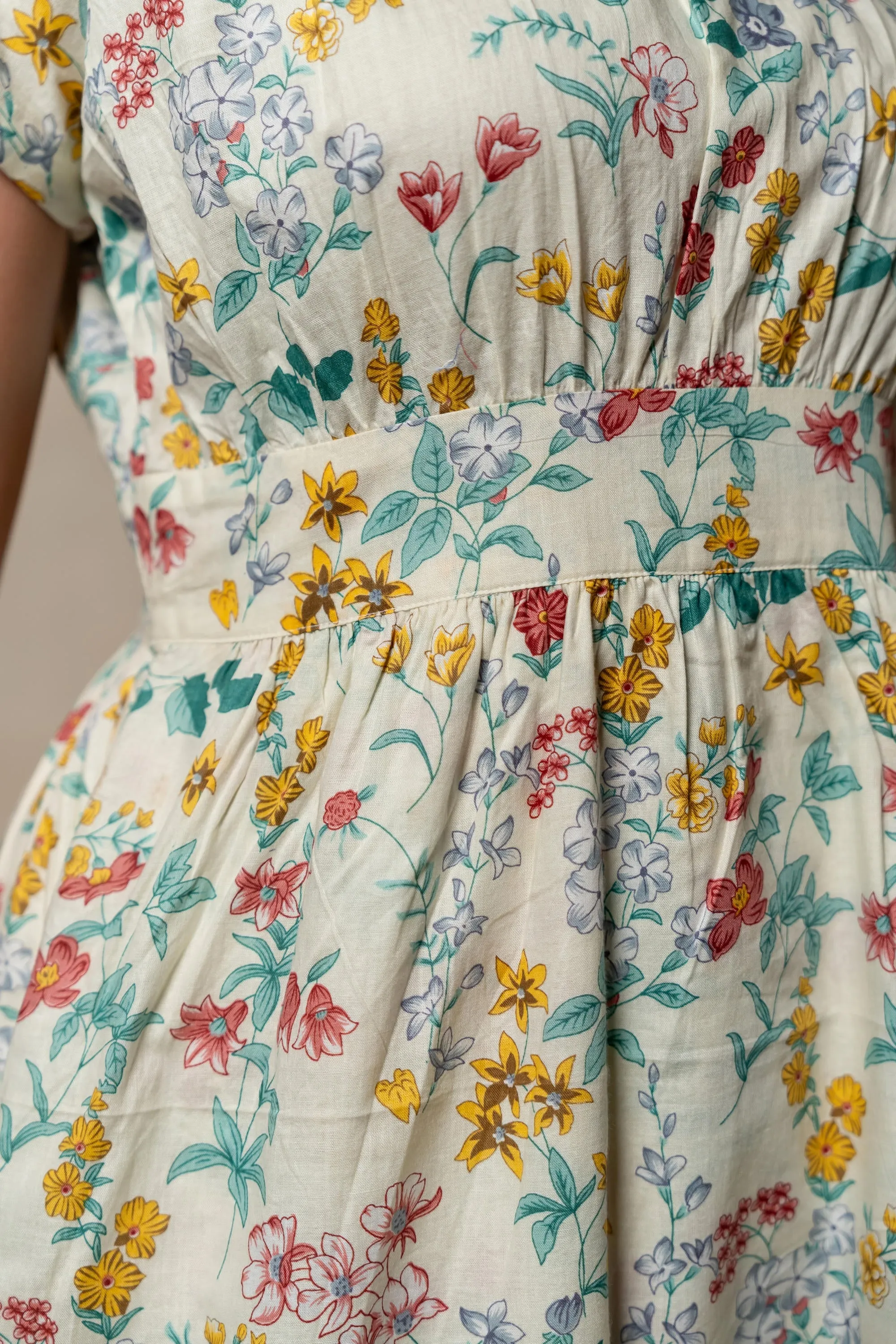 Aabha Off-White Printed Cotton Dress | Ray-ethnic
