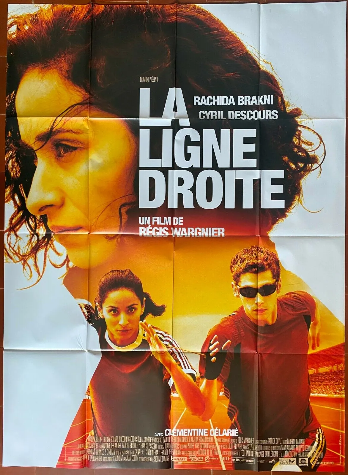 Affiche LA LIGNE DROITE Régis Wargnier RACHIDA BRAKNI Athlétisme 120x160cm