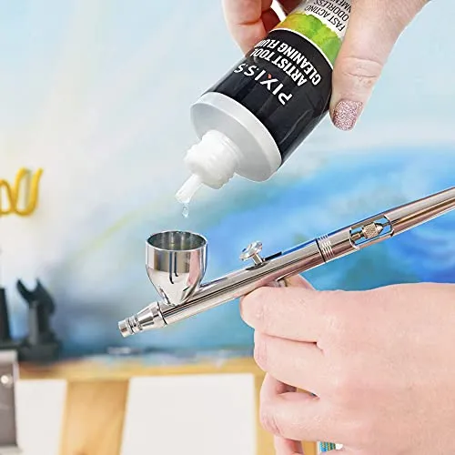 Airbrush Cleaner Kit With Brush Cleaner Solution - Ultimate Airbrush Cleaning Kit, Holder, and Pot for Efficient Cleaning of Airbrushes - Glass Clean