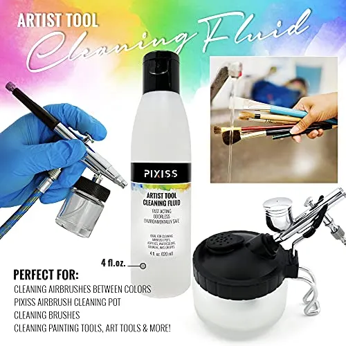 Airbrush Cleaner Kit With Brush Cleaner Solution - Ultimate Airbrush Cleaning Kit, Holder, and Pot for Efficient Cleaning of Airbrushes - Glass Clean