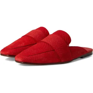 At Ease Red Suede Embossed Flat Loafers