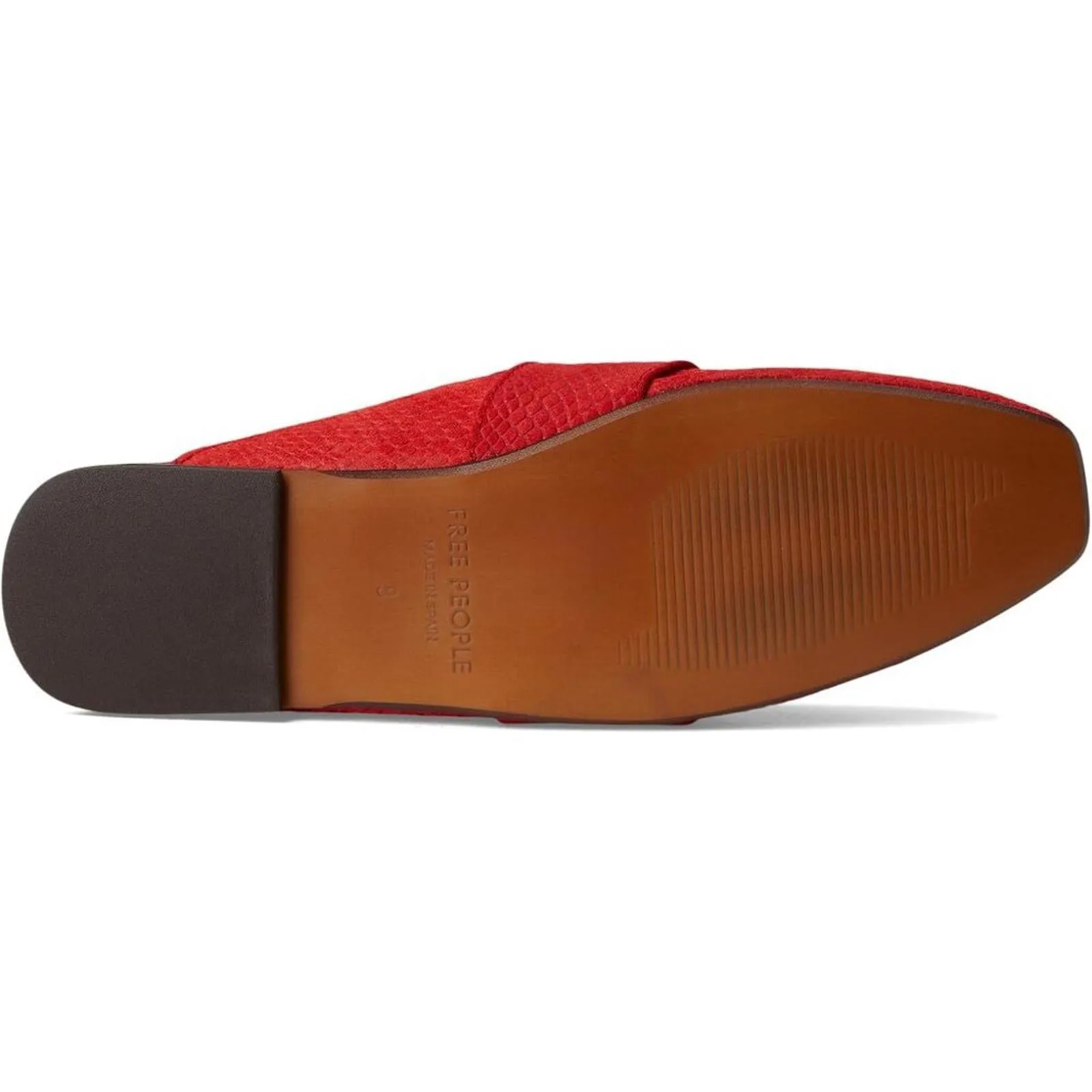 At Ease Red Suede Embossed Flat Loafers