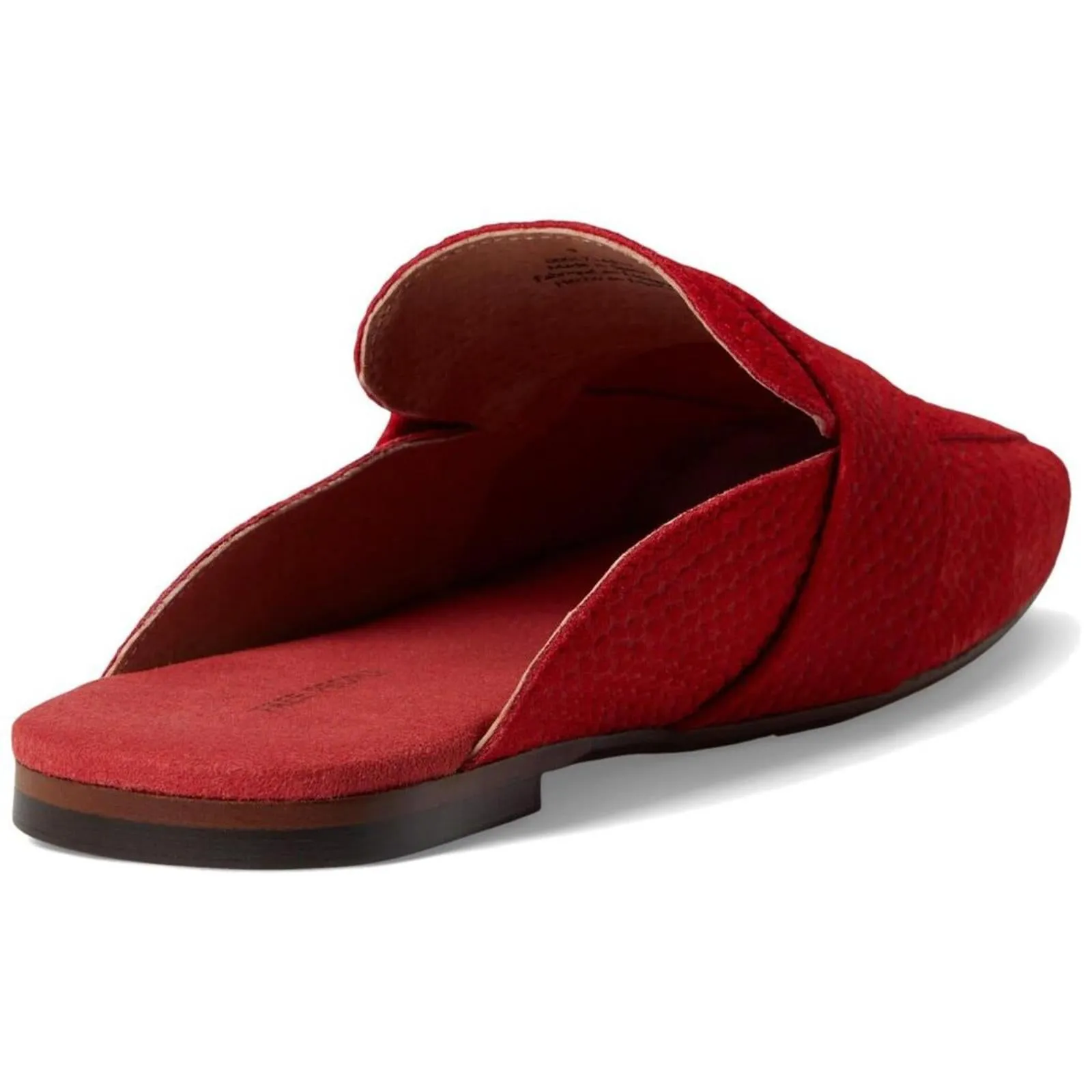 At Ease Red Suede Embossed Flat Loafers