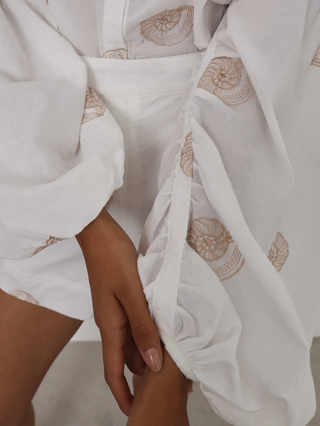 Avia Embroidered Cotton Shirt | White