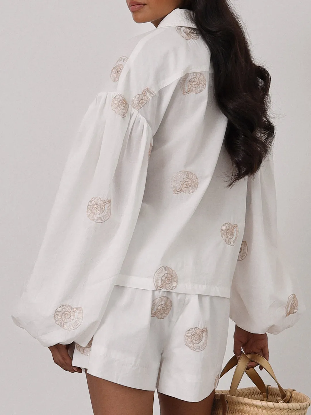 Avia Embroidered Cotton Shirt | White