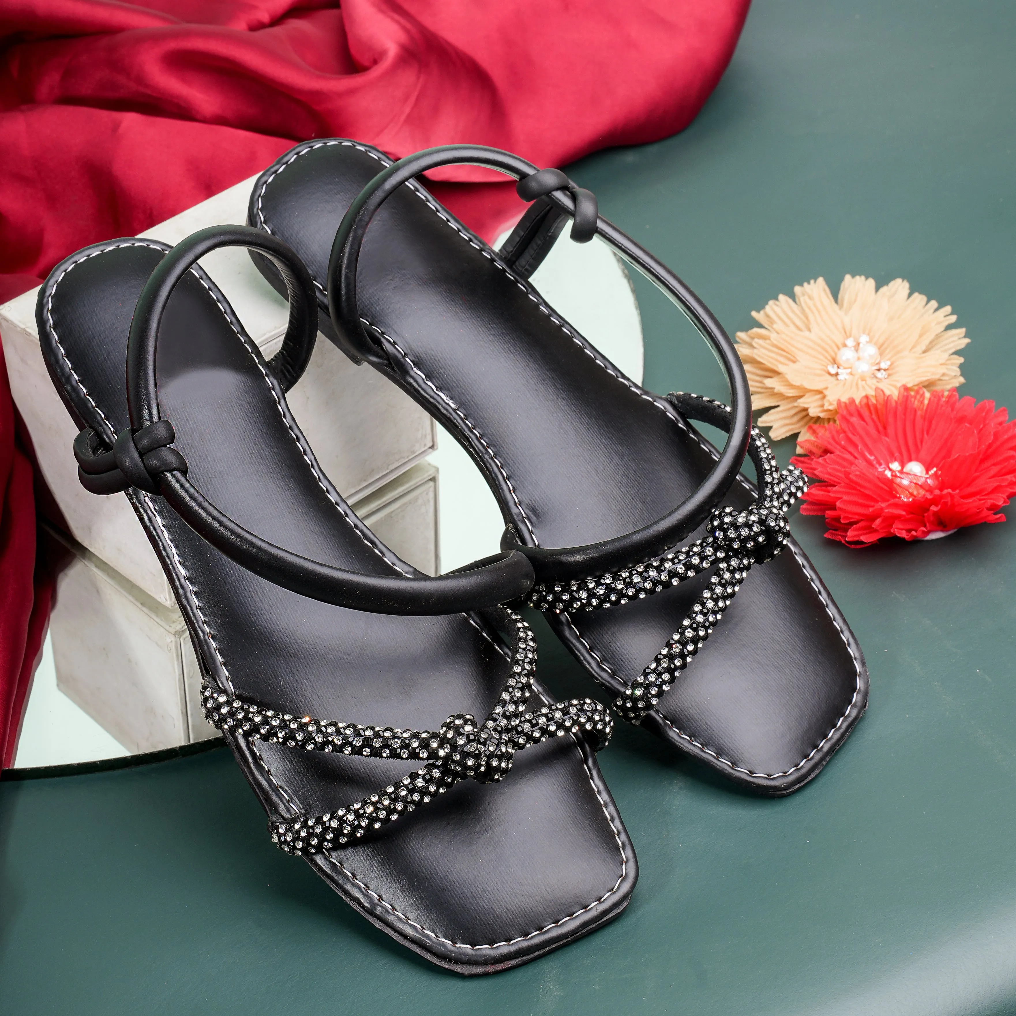 Beaded Elegance Sandal - Black