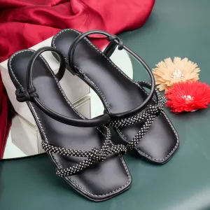Beaded Elegance Sandal - Black