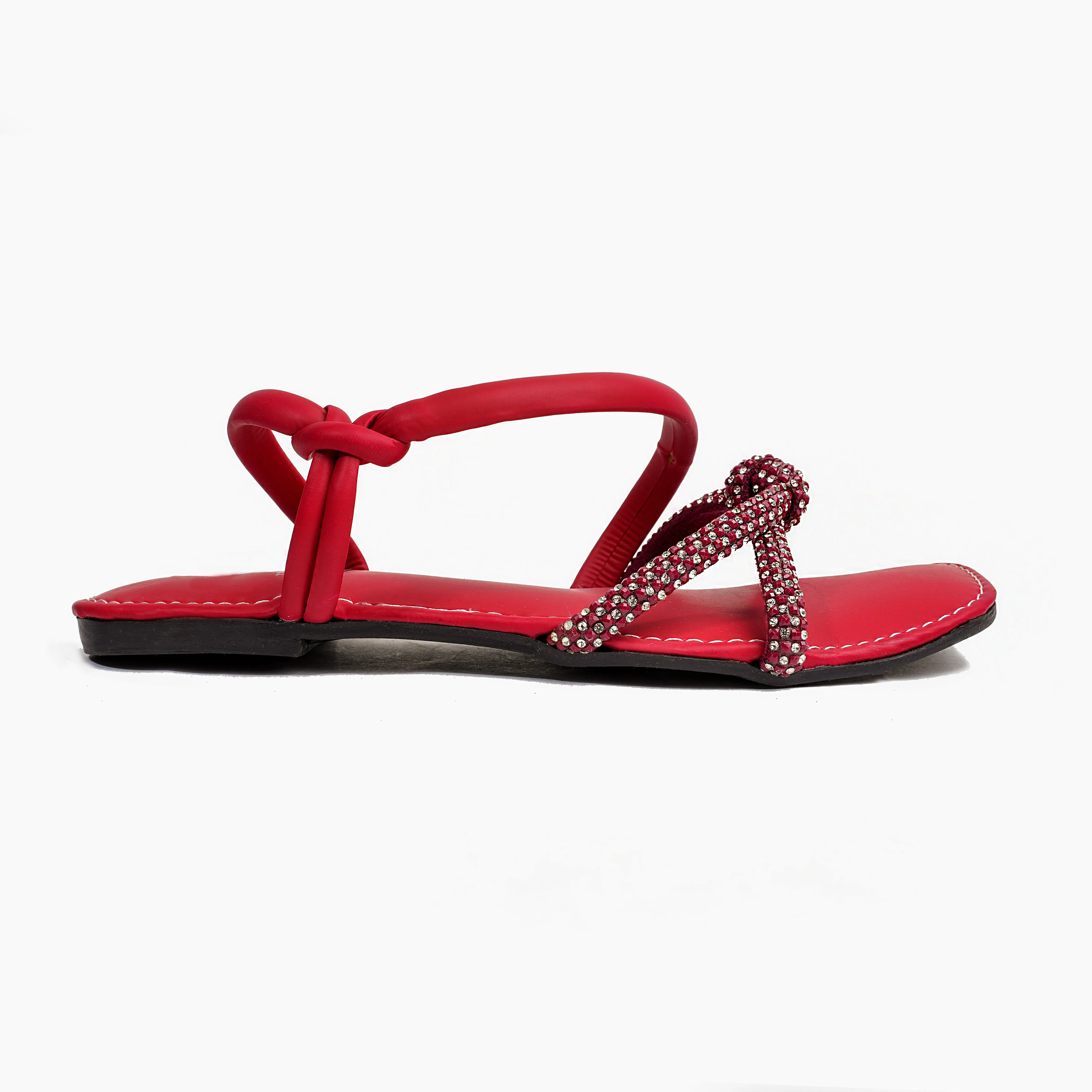 Beaded Elegance Sandal - Red