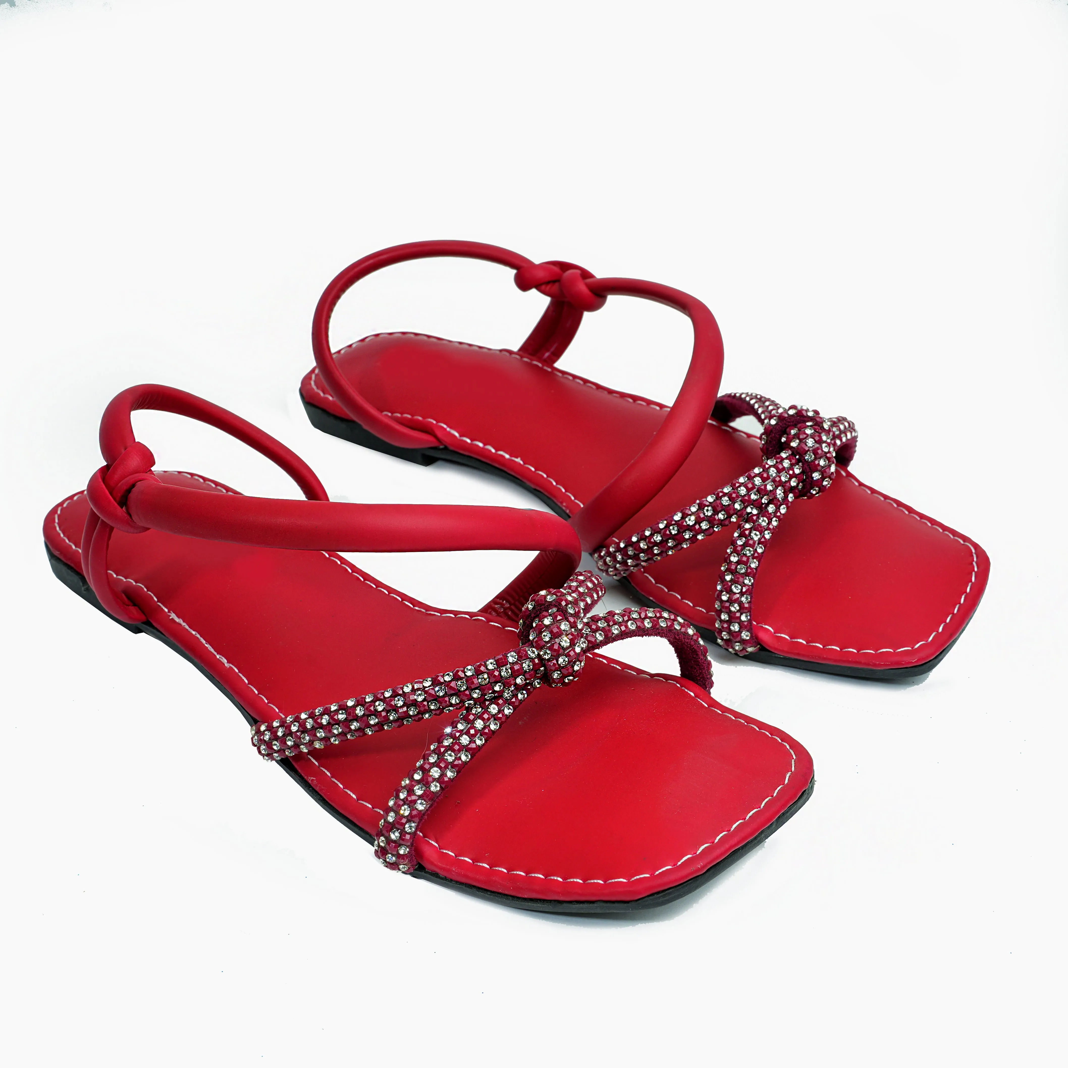 Beaded Elegance Sandal - Red