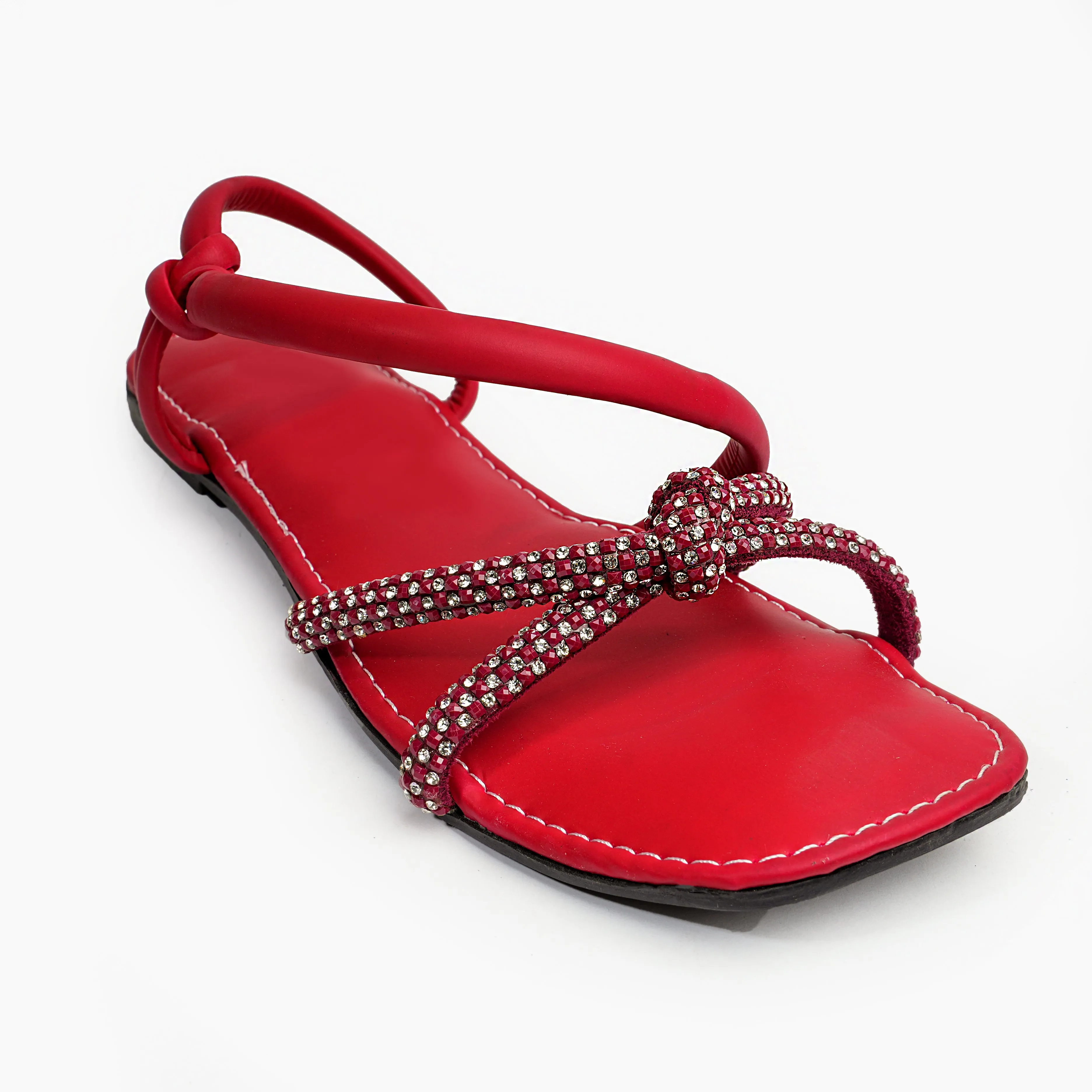 Beaded Elegance Sandal - Red