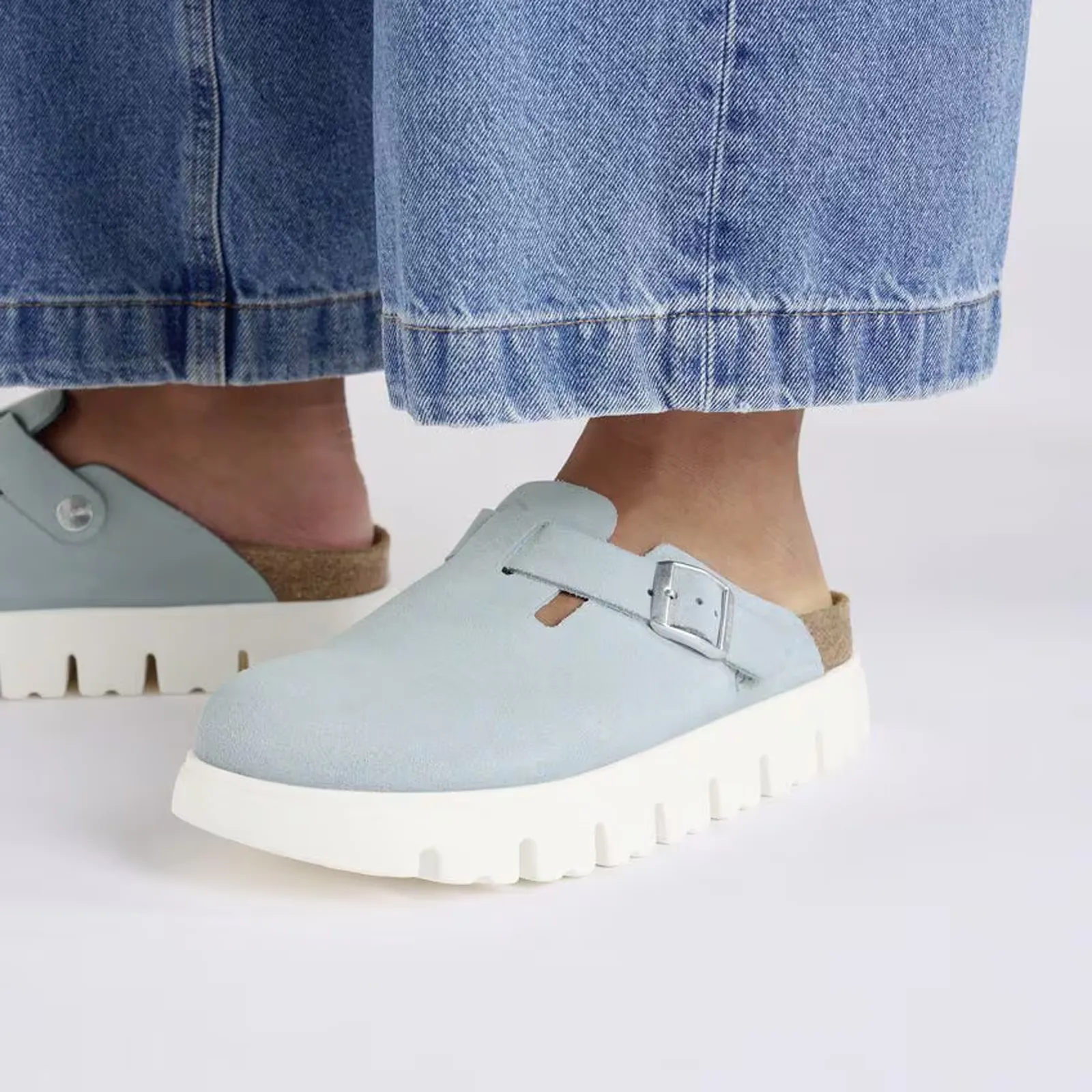 Birkenstock Boston Chunky Narrow Clog (Women) - Baby Blue Suede