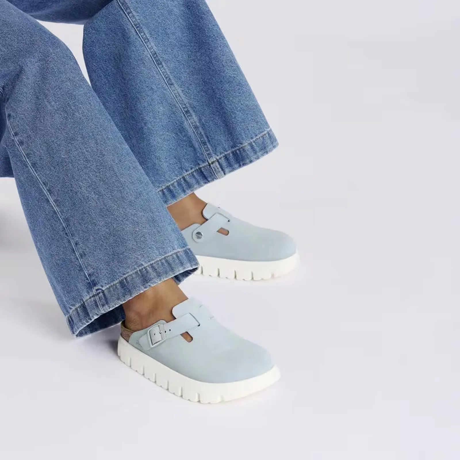 Birkenstock Boston Chunky Narrow Clog (Women) - Baby Blue Suede