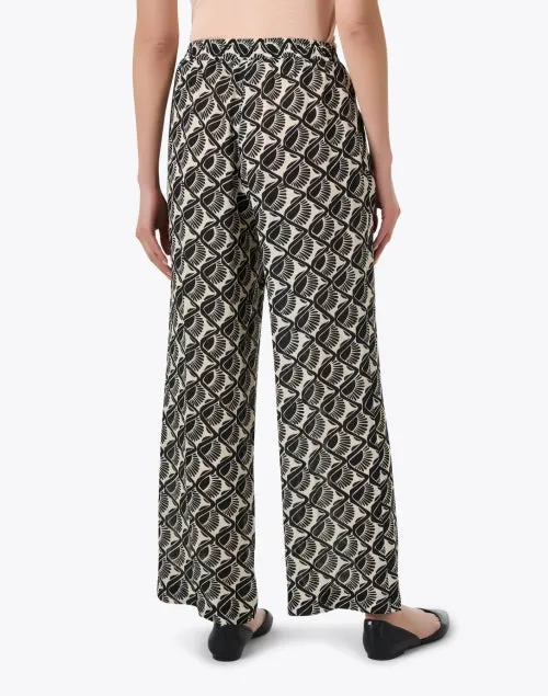 Black and Cream Print Wide Leg Pant