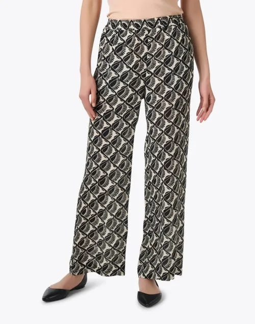 Black and Cream Print Wide Leg Pant