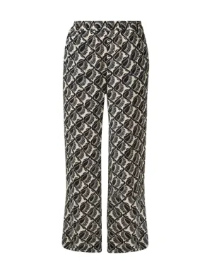 Black and Cream Print Wide Leg Pant