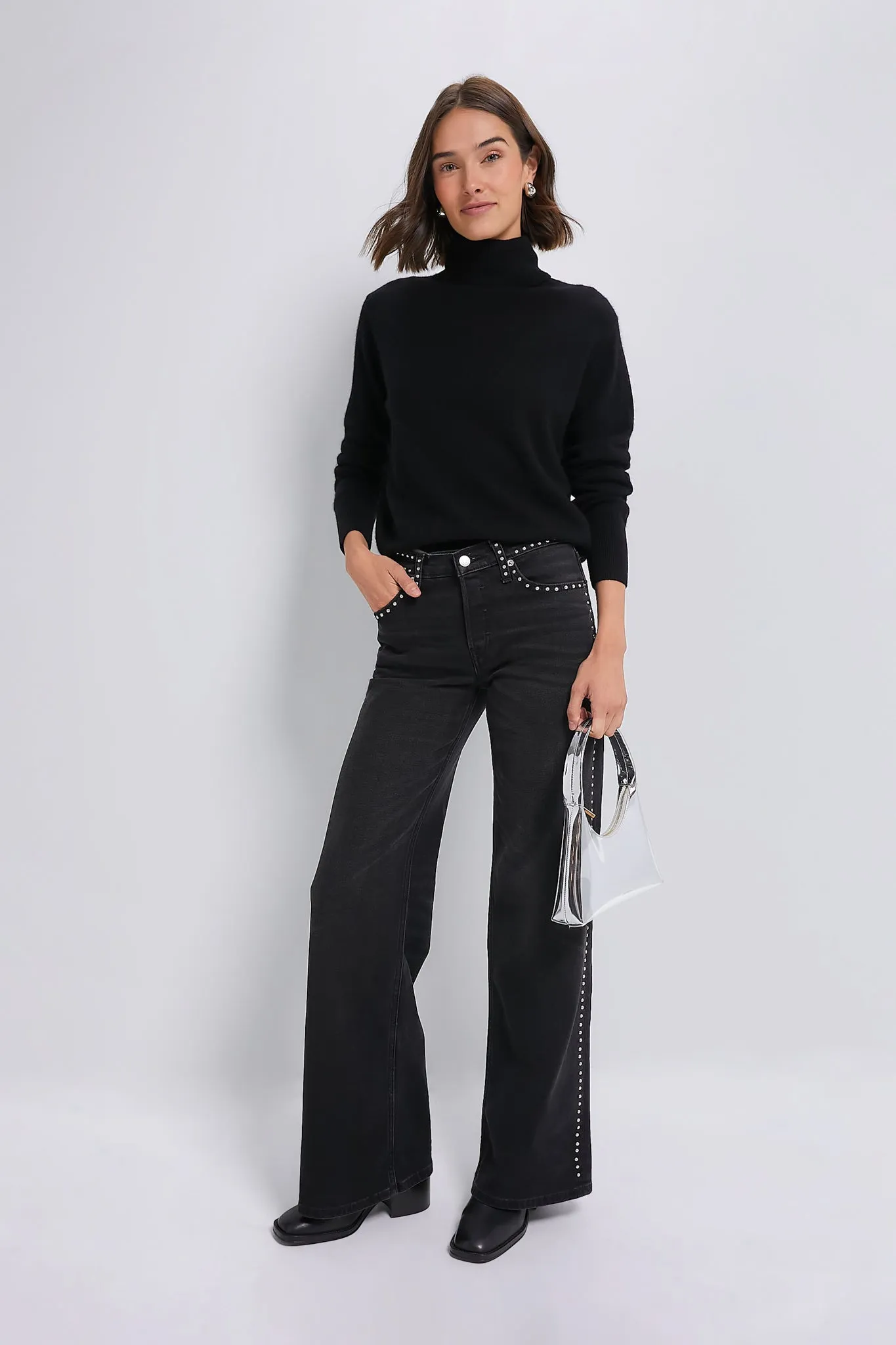 Black Cashmere Turtleneck Sweater