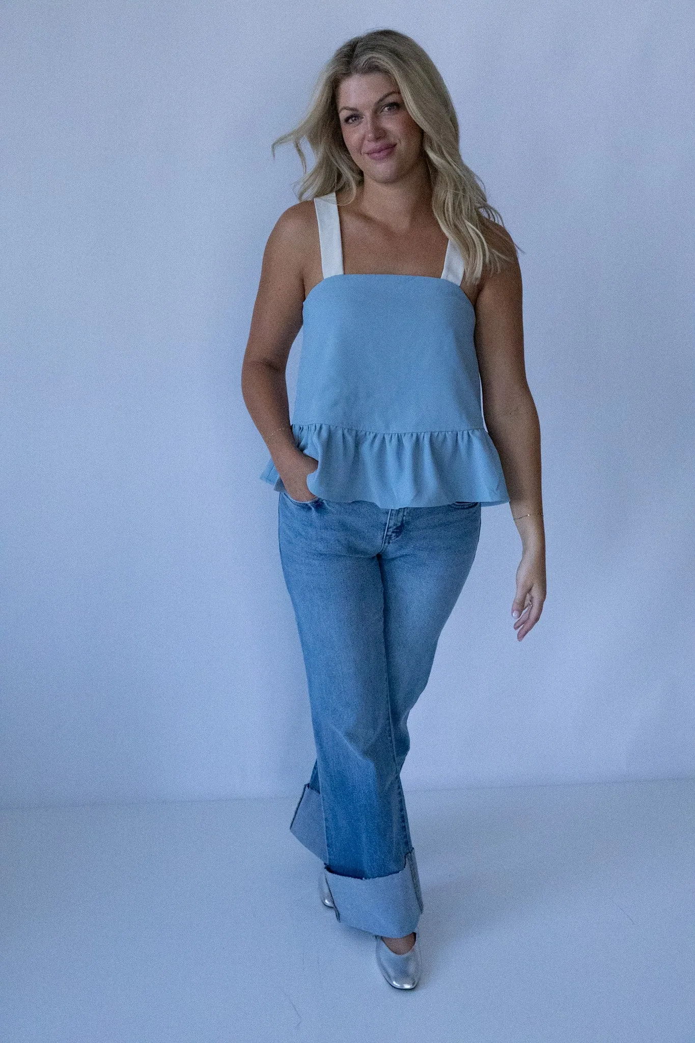 Bow Back Ruffle Top-Final Sale