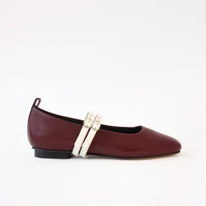 Burgundy Ballet Swap Off White Double Lane