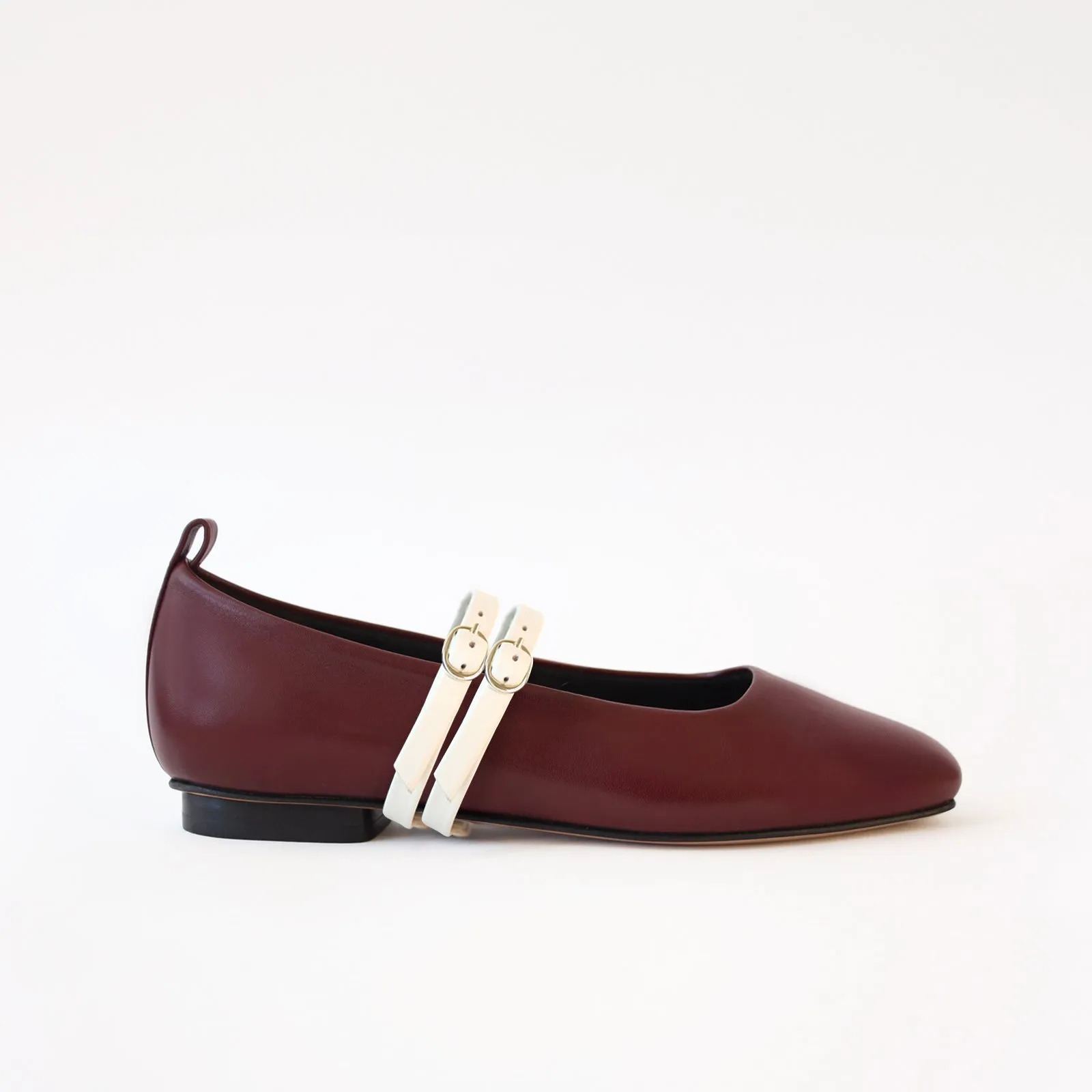 Burgundy Ballet Swap Off White Double Lane