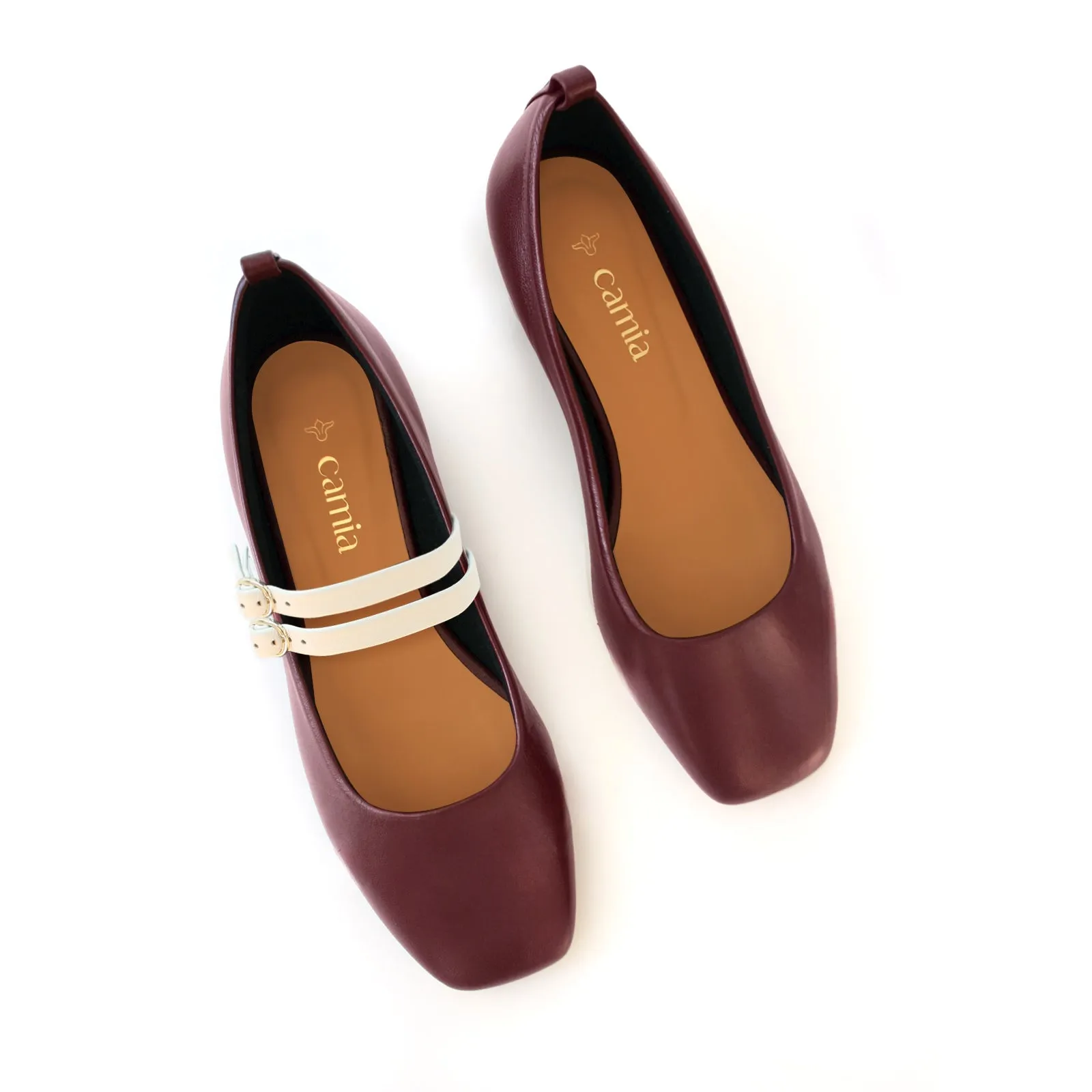 Burgundy Ballet Swap Off White Double Lane