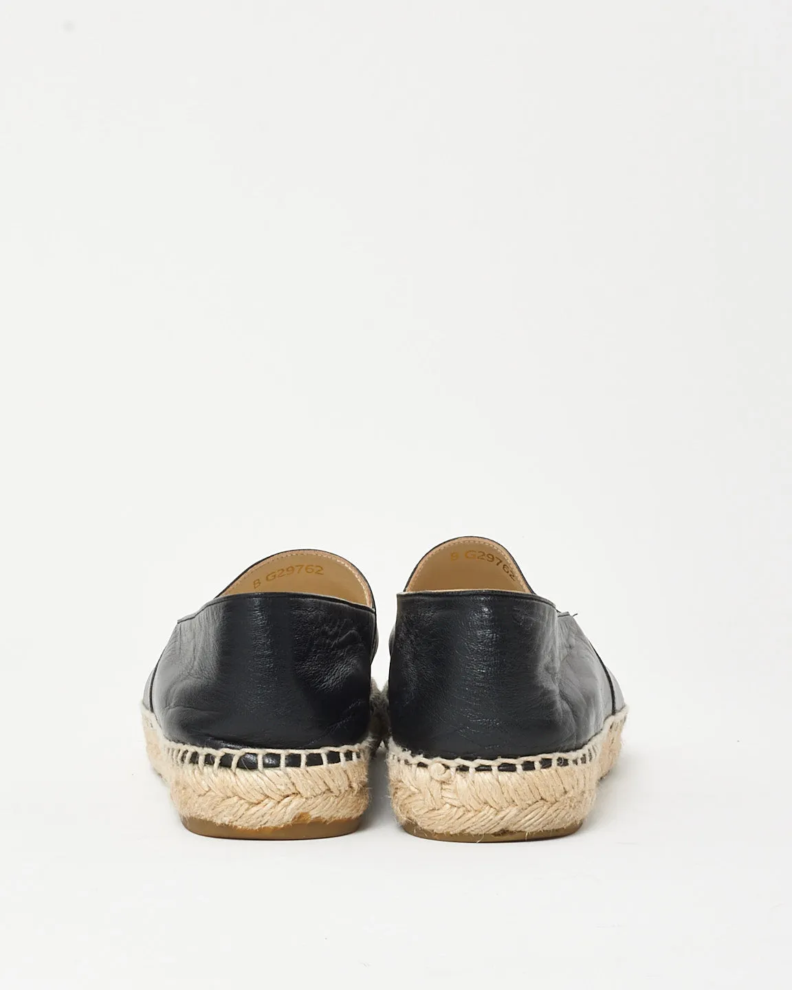 Chanel Black Leather CC Logo Espadrilles - 40