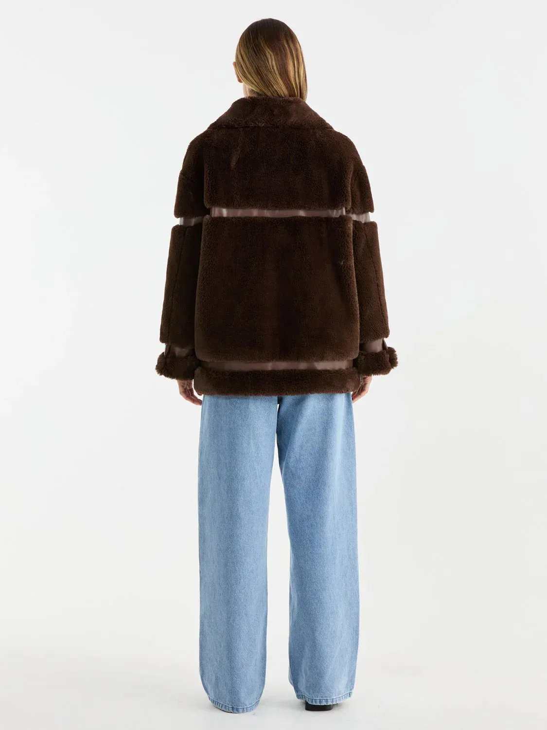 Clover Faux Fur Jacket - Chocolate