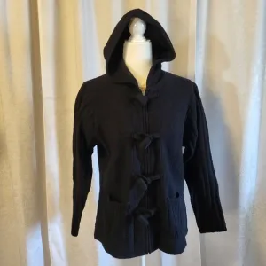 Coldwater Creek Women Hooded Toggle Wool Sweater, Size L, Black, Winter