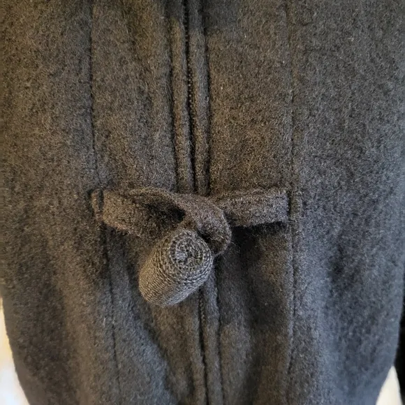 Coldwater Creek Women Hooded Toggle Wool Sweater, Size L, Black, Winter