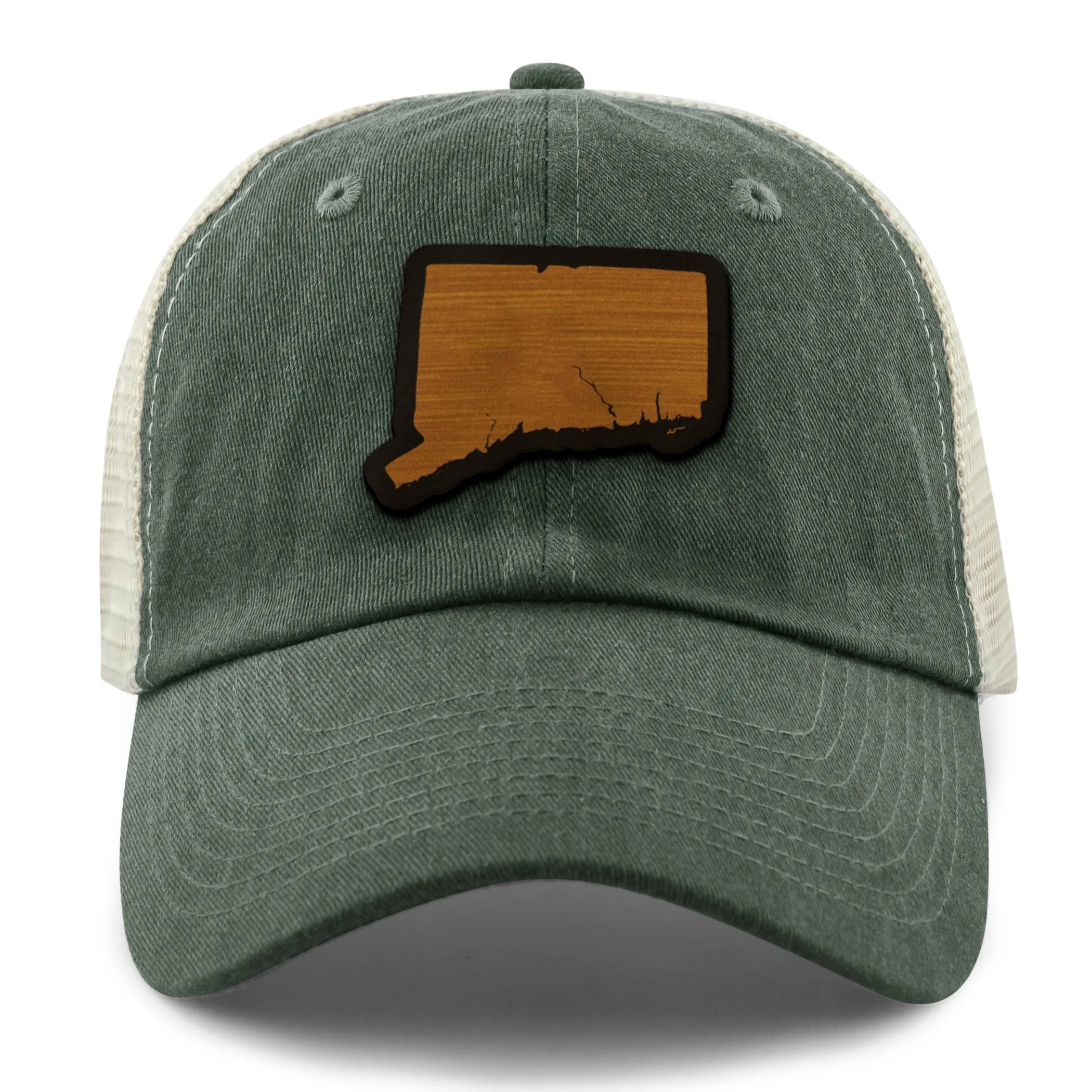 Connecticut State Wood Grain Patch Relaxed Trucker