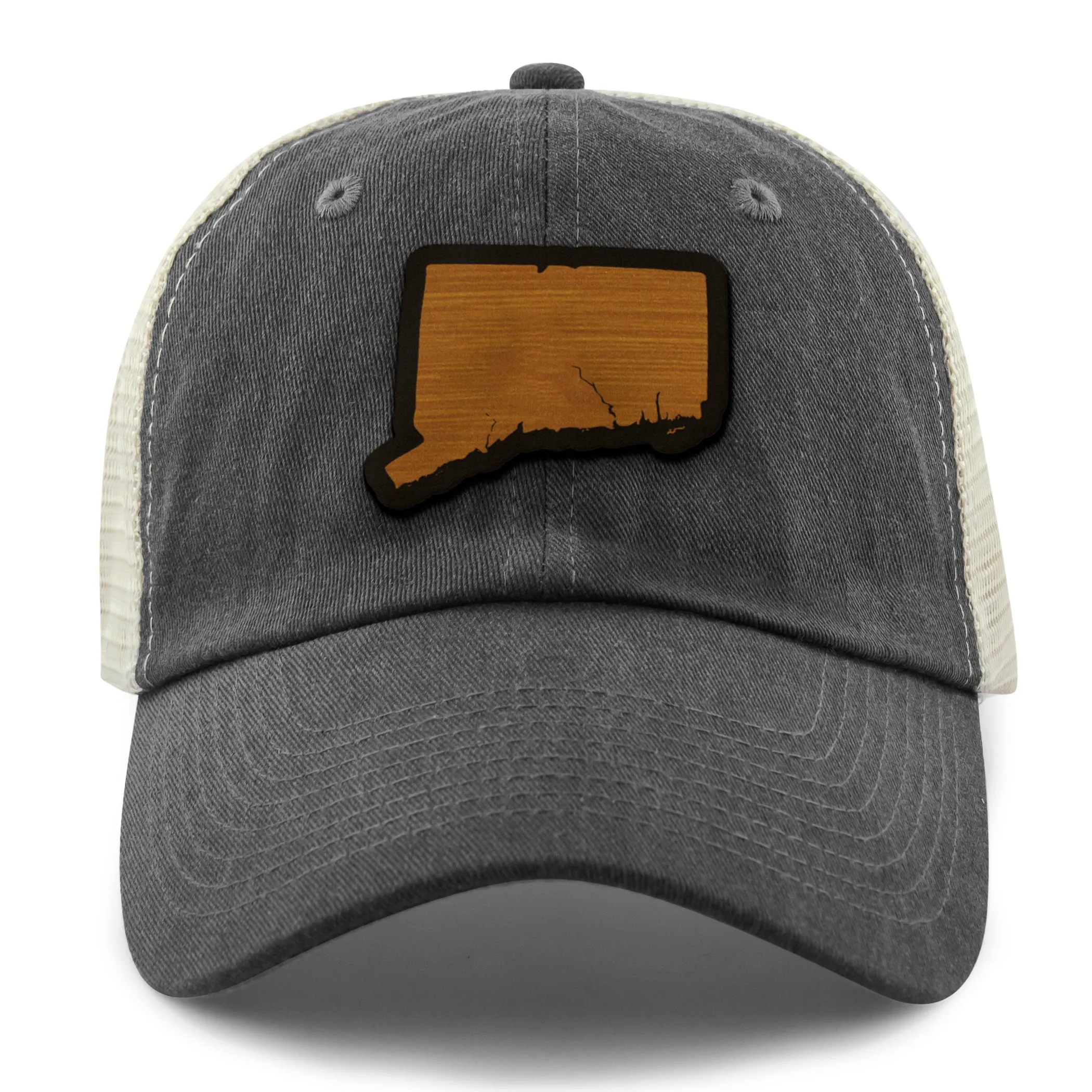 Connecticut State Wood Grain Patch Relaxed Trucker