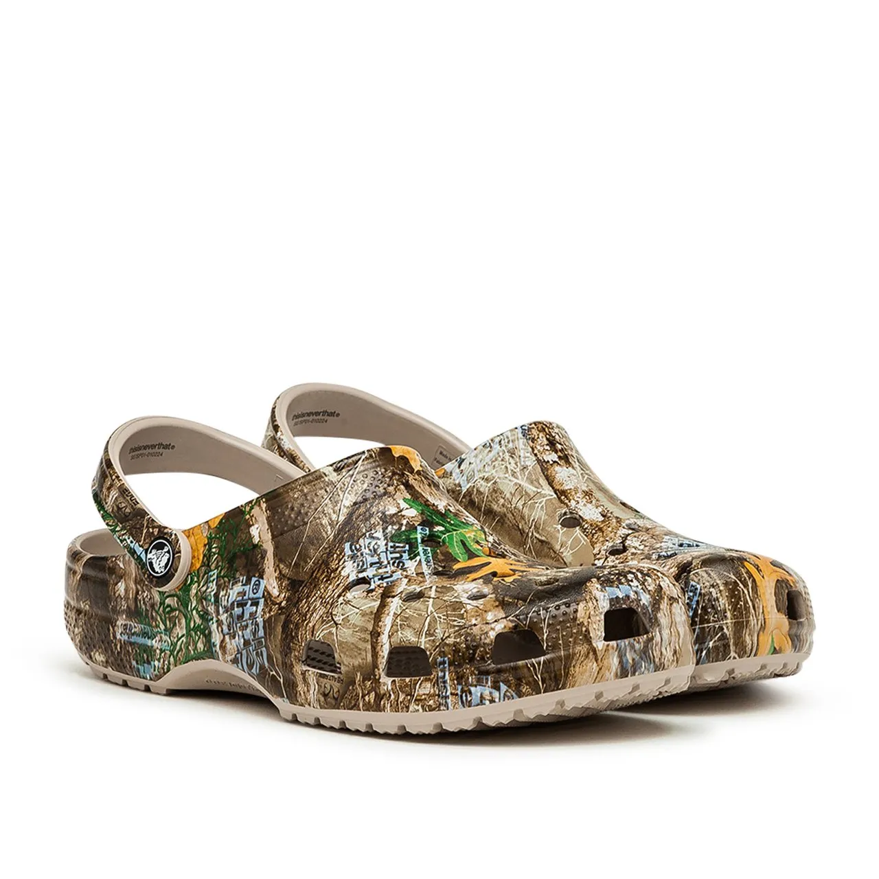 crocs x thisisneverthat x realtree classic clogs