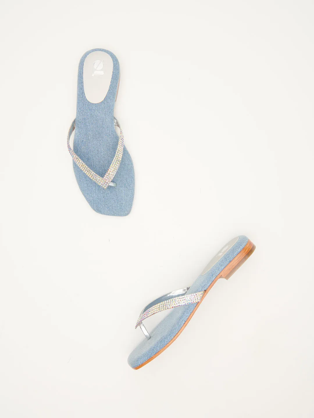DAZZLING DENIM THONGS