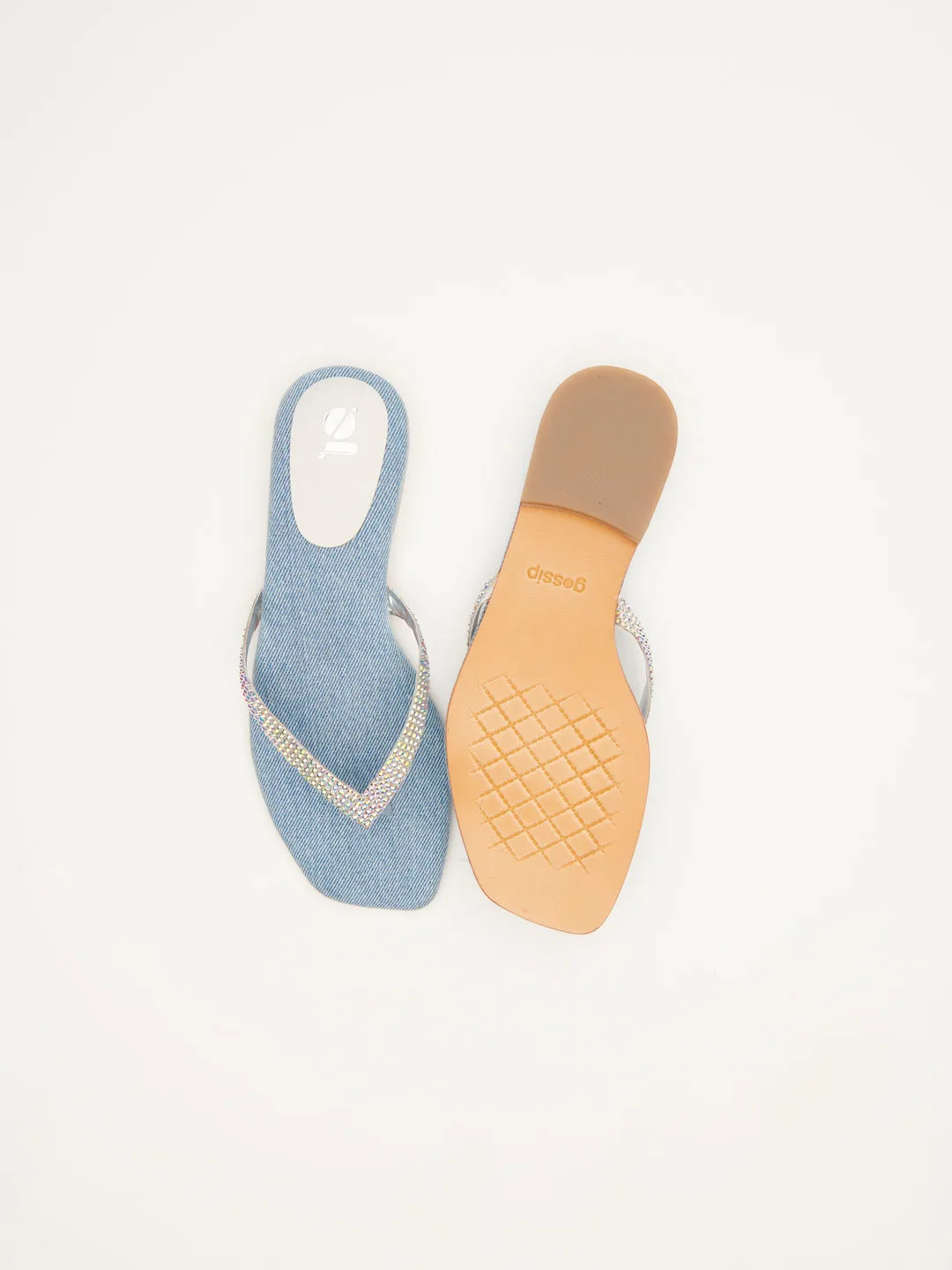 DAZZLING DENIM THONGS