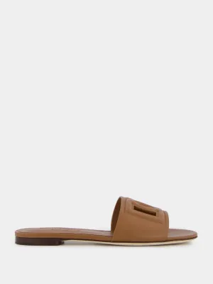 DG Logo Brown Calfskin Sliders