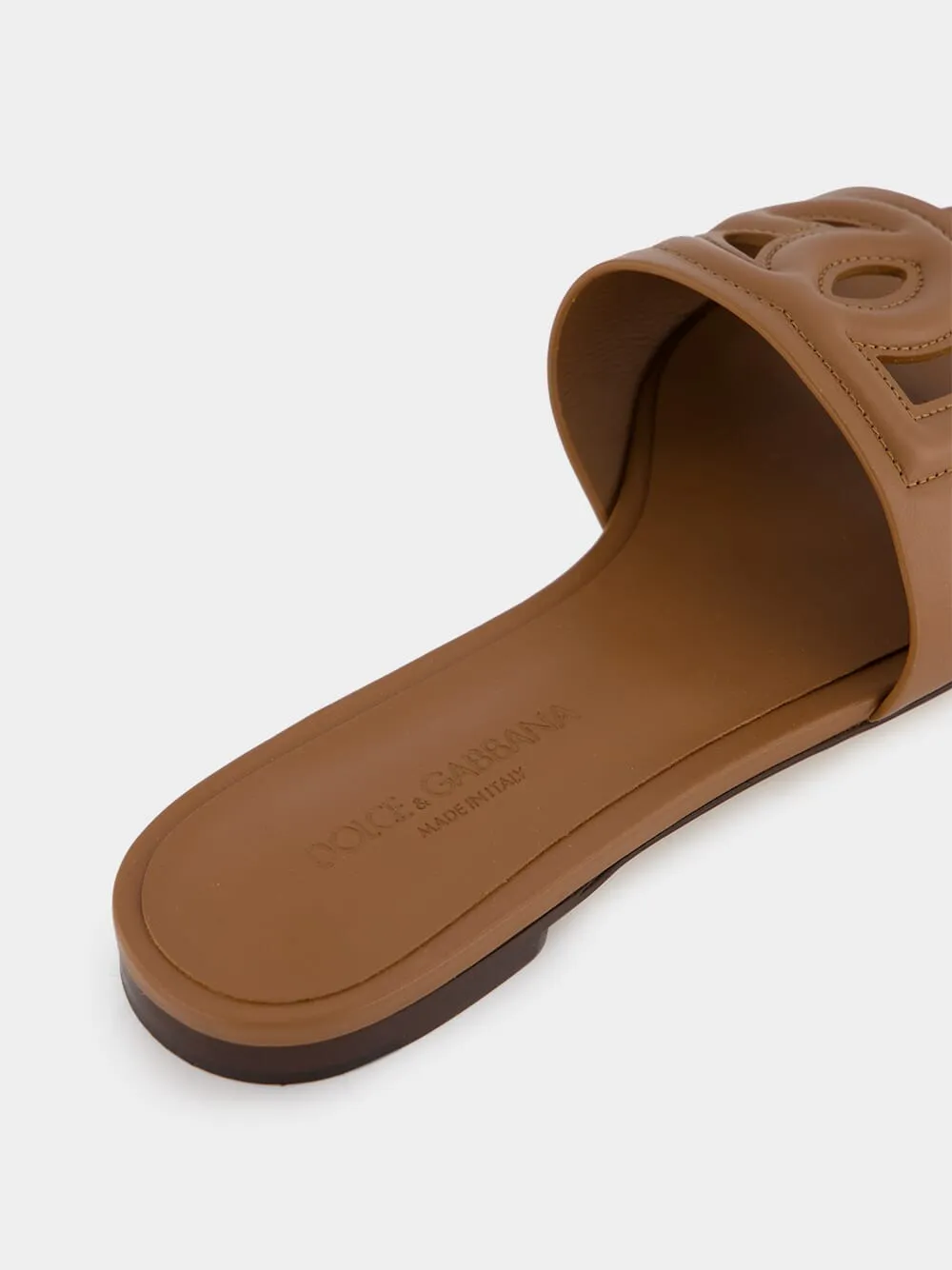 DG Logo Brown Calfskin Sliders