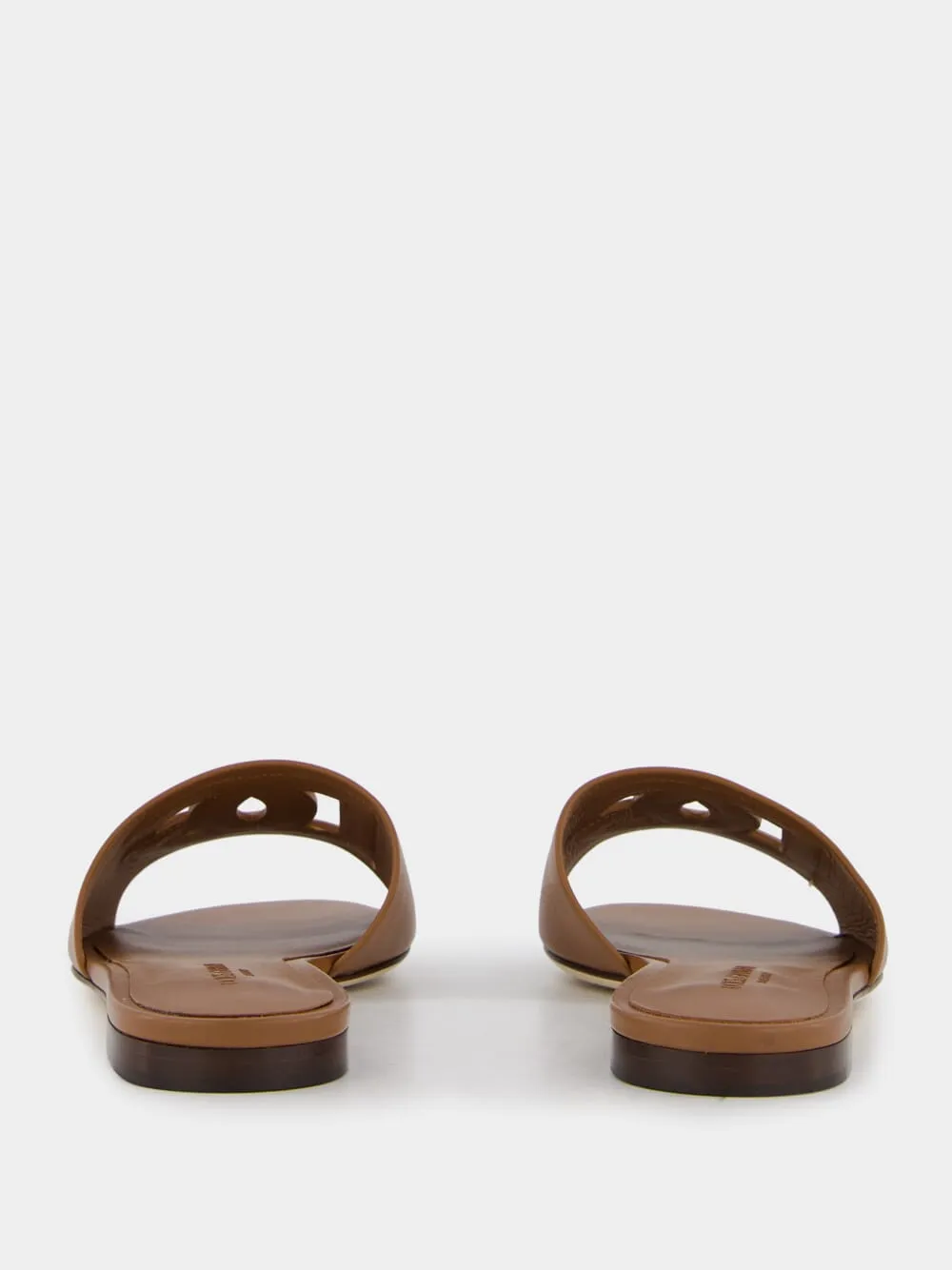 DG Logo Brown Calfskin Sliders