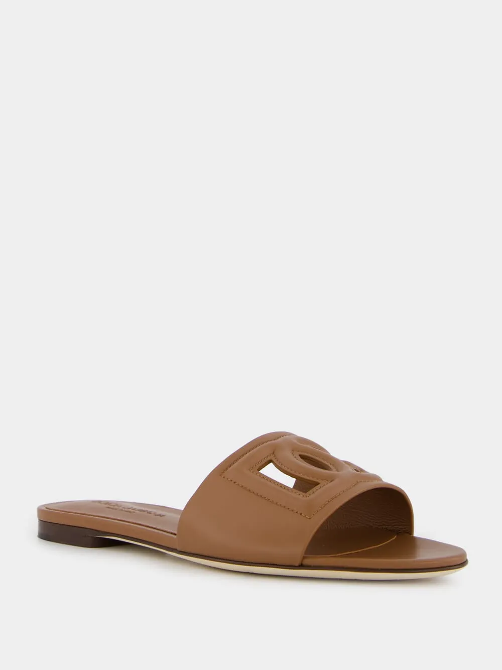 DG Logo Brown Calfskin Sliders