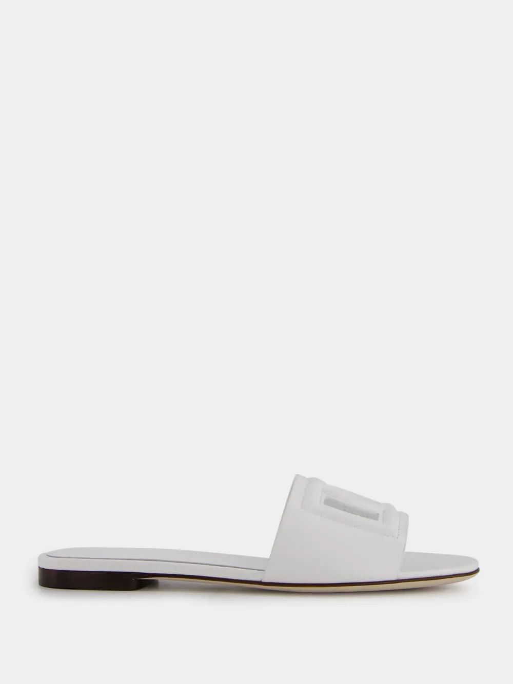 DG Logo White Calfskin Sliders