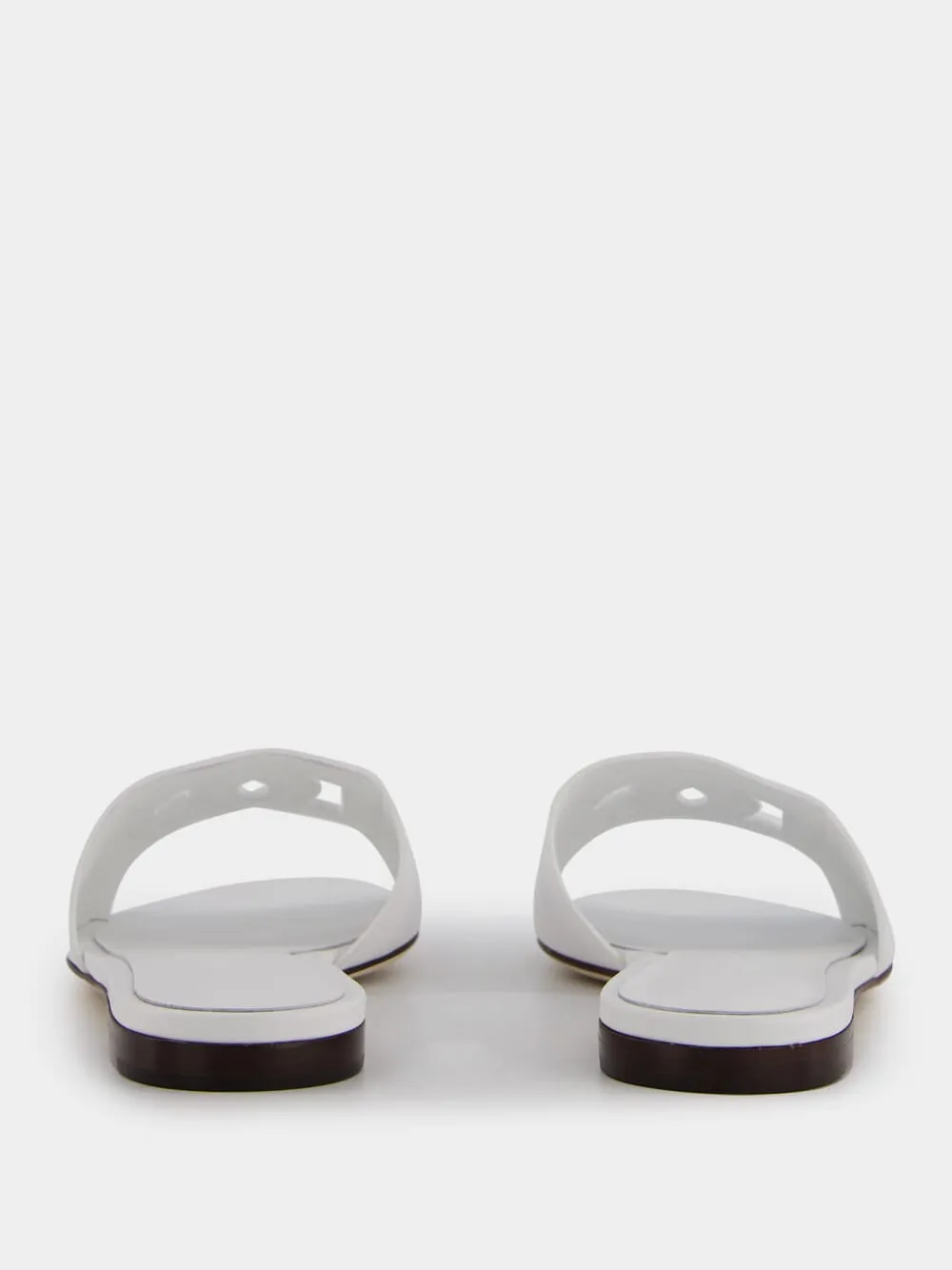 DG Logo White Calfskin Sliders