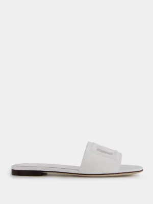 DG Logo White Calfskin Sliders