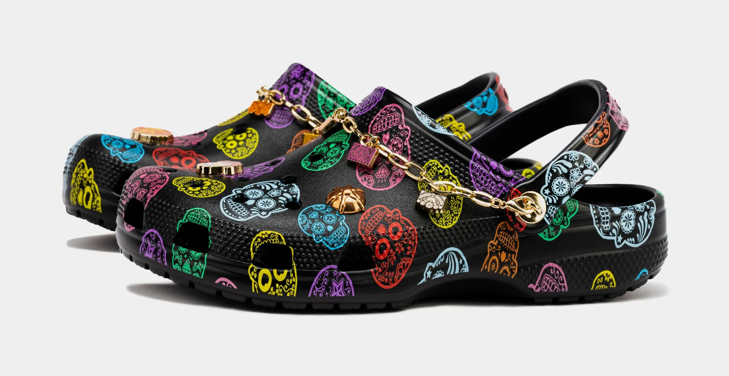 Dia De Los Muertos Clog Mens Sandals (Black/Multi) Free Shipping