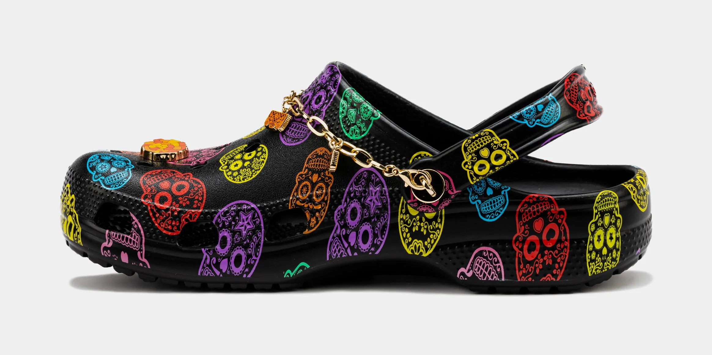 Dia De Los Muertos Clog Mens Sandals (Black/Multi) Free Shipping