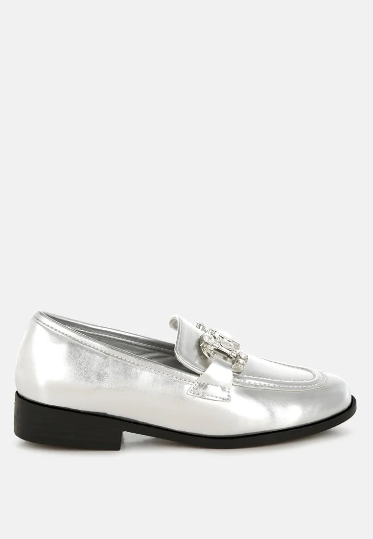 Diamante Horsebit Metallic Loafers by RUW