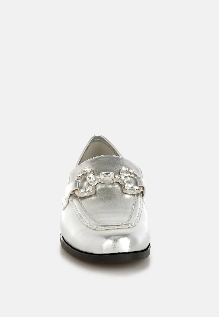 Diamante Horsebit Metallic Loafers by RUW