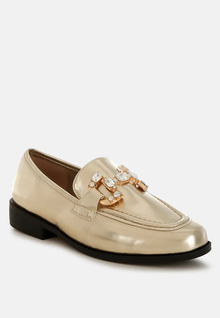 Diamante Horsebit Metallic Loafers by RUW
