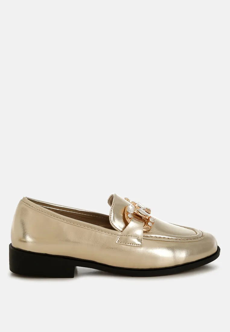 Diamante Horsebit Metallic Loafers by RUW