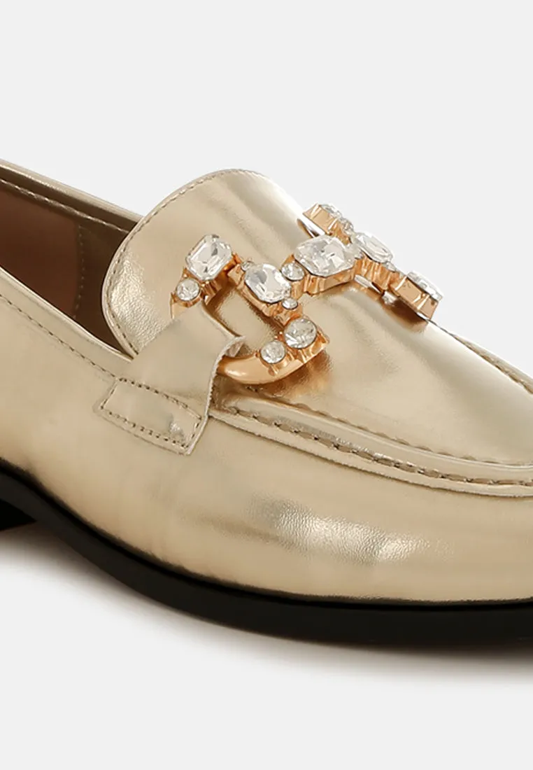 Diamante Horsebit Metallic Loafers by RUW