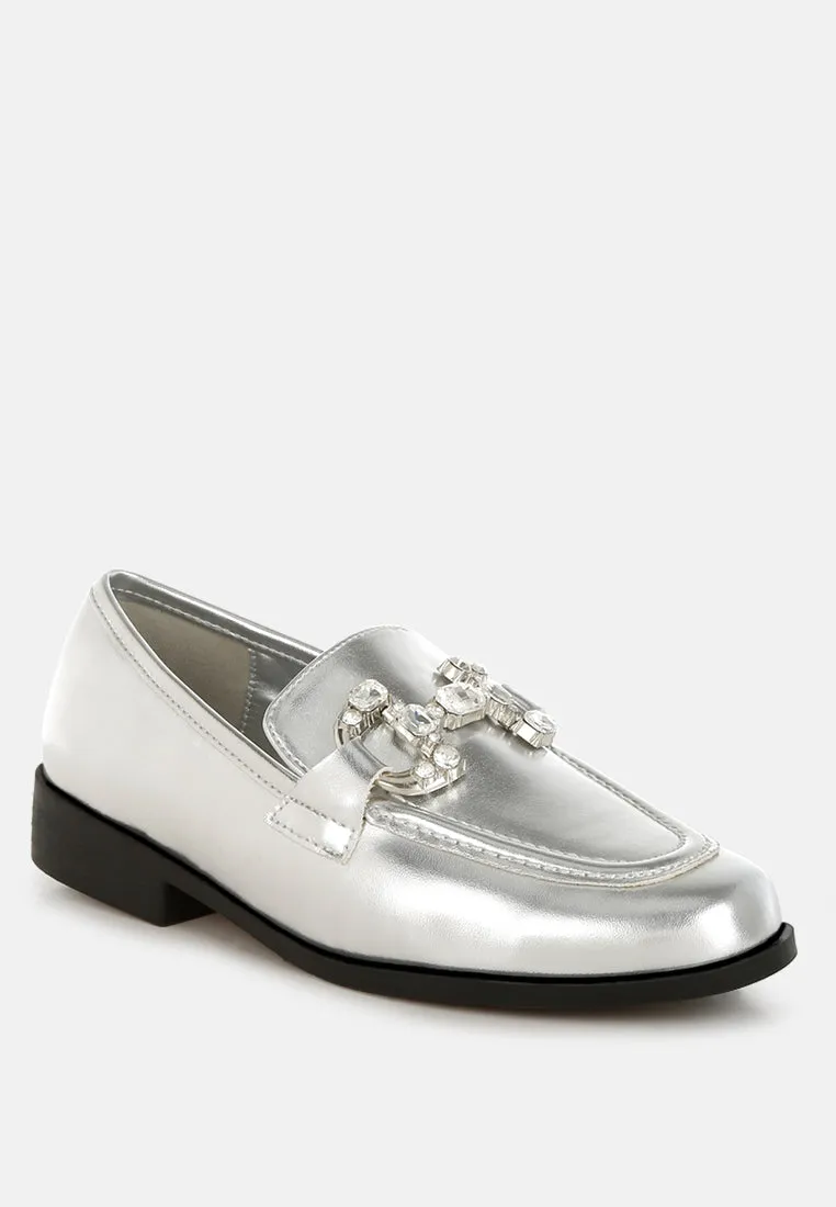 Diamante Horsebit Metallic Loafers by RUW